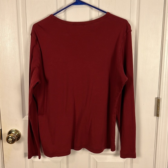 Eddie Bauer Womens XL Scoop Neck Long Sleeve Tee Cranberry Red - Picture 3 of 3